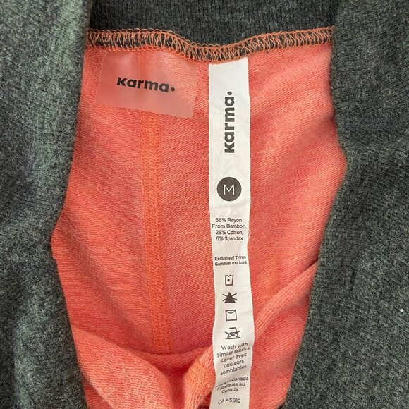 Karma Womens Coral & Charcoal Joggers With Drawstring Waist yoga loungewear cozy - Picture 3 of 9